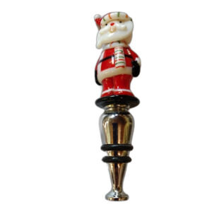 Art Glass Santa Wine Bottle Stopper Metal Base Christmas Holiday Barware